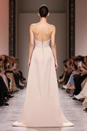 Champagne Satin Mermaid Sweetheart Ruched Long Formal Dress